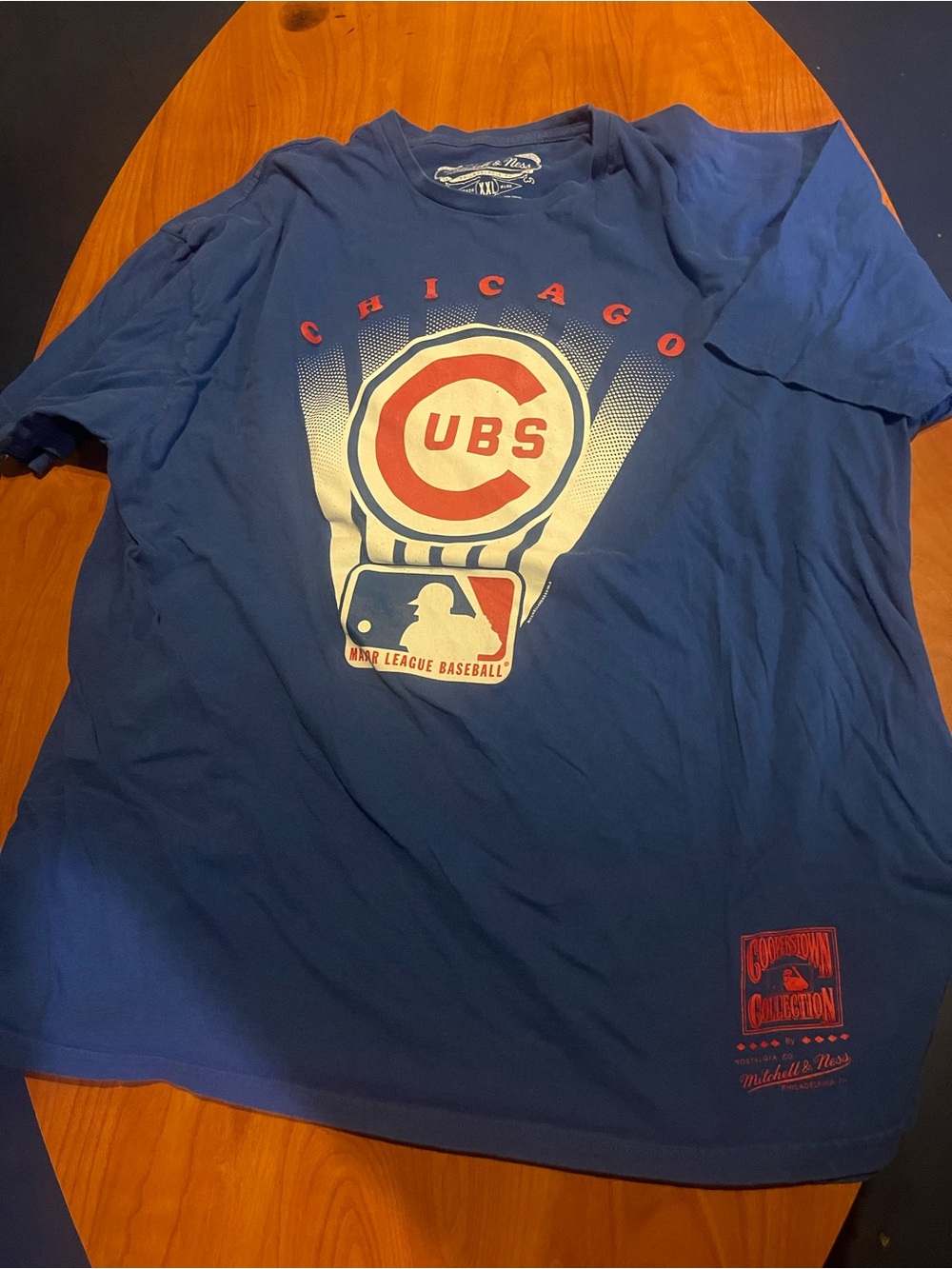 Mitchell & Ness Blue Chicago Cubs Graphic Tee with Red Accents